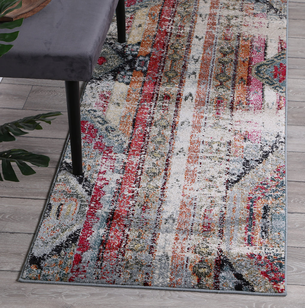 Symphony Vintage Bohemian Multi-coloured Distressed Runner Rug