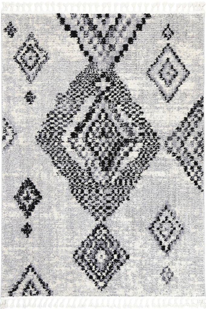 Micha Grey Boho Diamond Rug